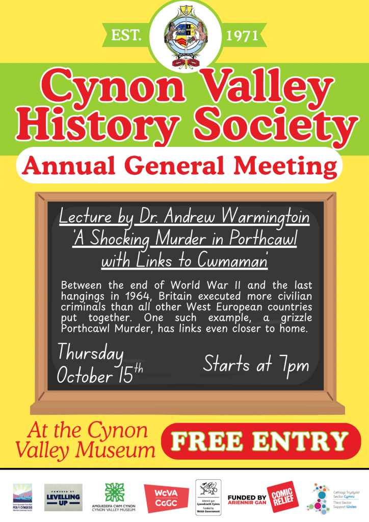 CVHS Annual General Meeting and Talk on Porthcawl Murder