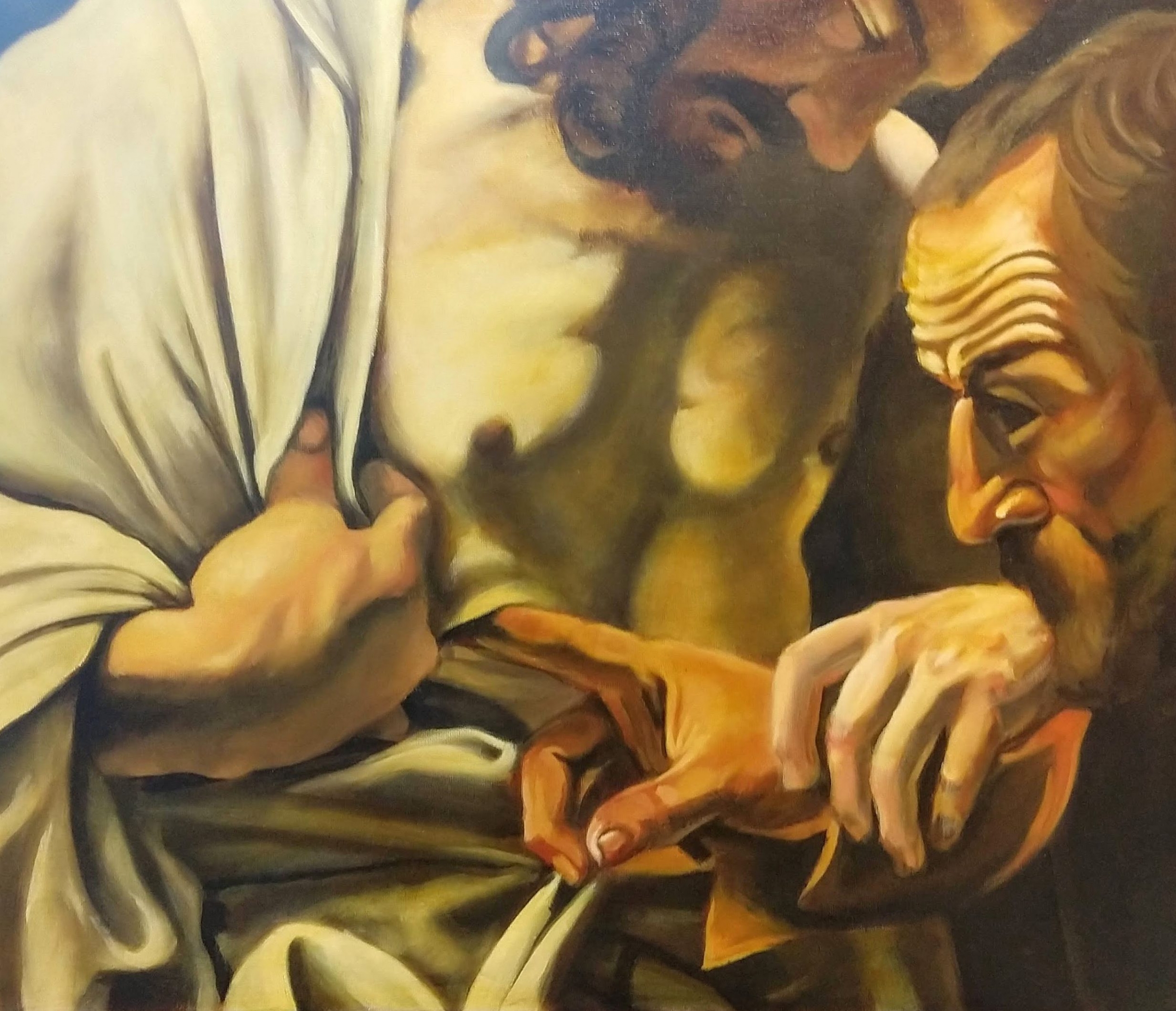 Master copy 2019 after Caravaggio,  ‘The incredulity of St Thomas’ Neil Burridge